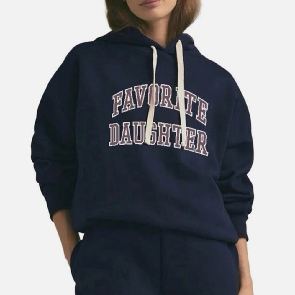 NWT Favorite Daughter The Collegiate Hoodie in Navy/Burgendy SZ S